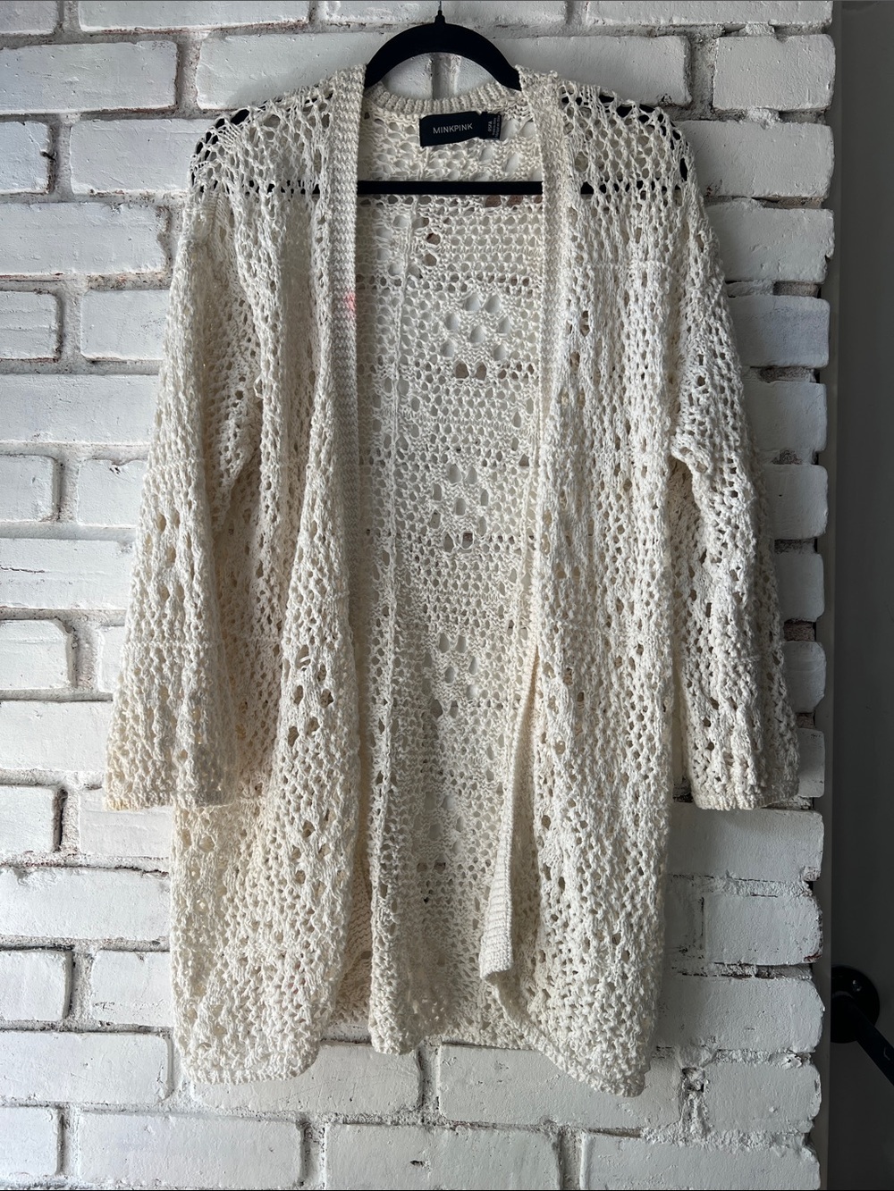 MINKPINK Open Crochet Cream Cardigan *small mark on back*